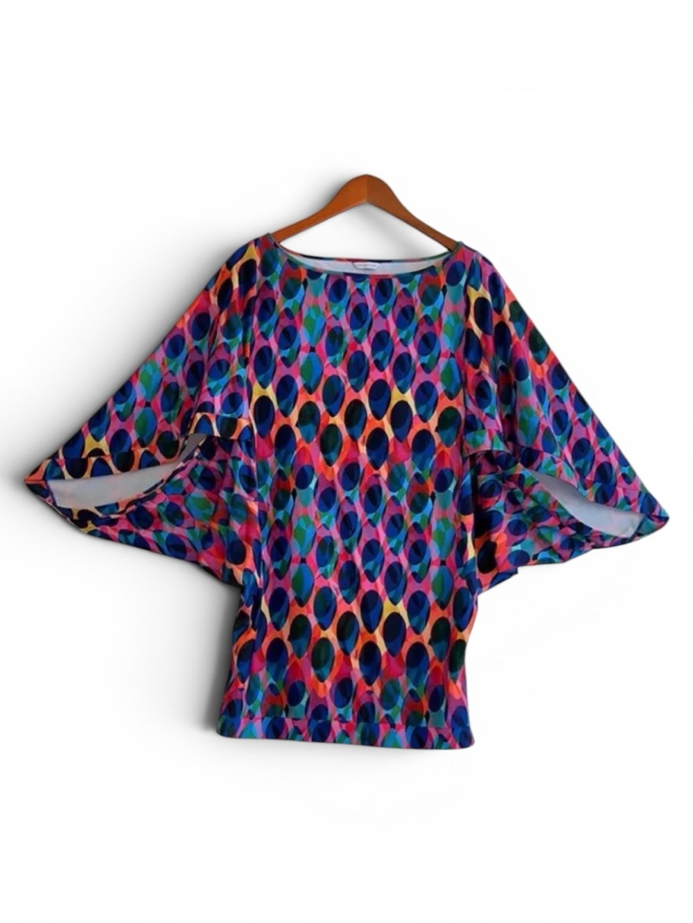 Trina Turk Geometric Kaleidoscope Logo Print Tunic / Dress / Swim Cover Up Large - Picture 5 of 16